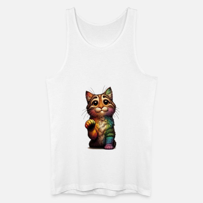 Bettelnder Regenbogen Kater - Männer Bio Tank Top - Weiß