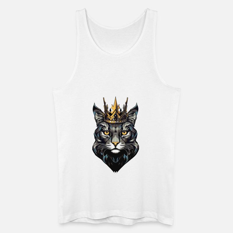 Katze Krone - Männer Bio Tank Top - Weiß