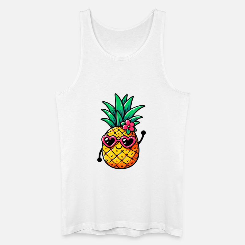 Ananas mit Sonnenbrille - Männer Bio Tank Top - Weiß