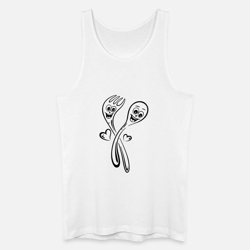 Löffel und Gabel mit Herzen. - Männer Bio Tank Top - Weiß