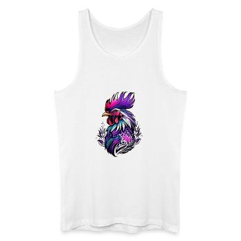 Coq coloré dans le style de tatouage - Débardeur bio Homme - blanc - Devant