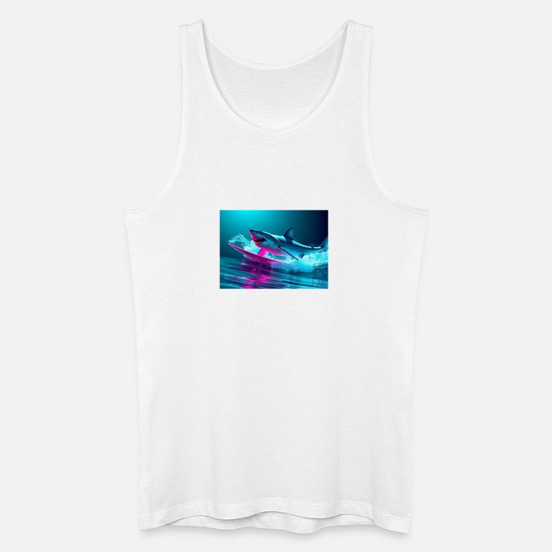 Neon Shark Sprinter Design - Männer Bio Tank Top - Weiß