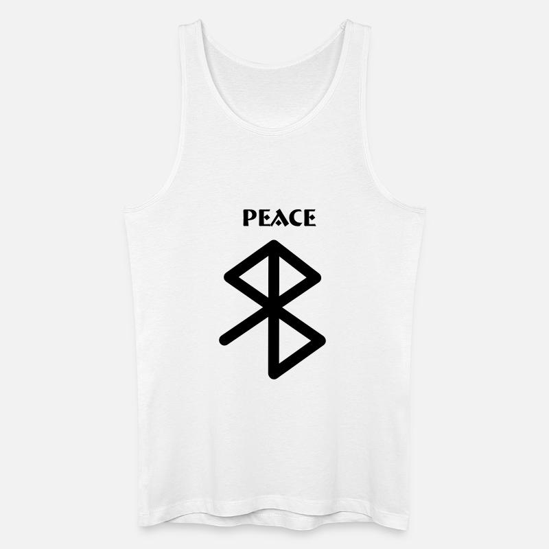 Peace Viking Runen mit Text PEACE - Männer Bio Tank Top - Weiß