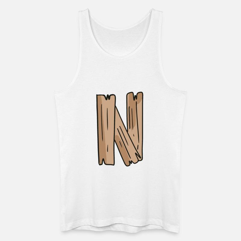 Buchstabe N Holz Holzbuchstabe Name - Männer Bio Tank Top - Weiß