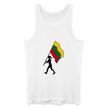 Flag Lithuania woman walking - Men’s Organic Tank Top - white - Front