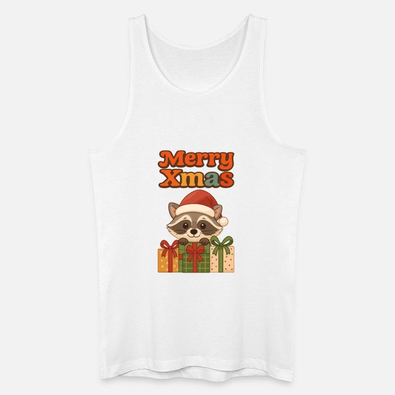 Weihnachts Waschbär mit Geschenken - Männer Bio Tank Top - Weiß