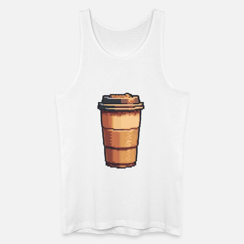 Pixel Kaffeebecher Kunst - Männer Bio Tank Top - Weiß