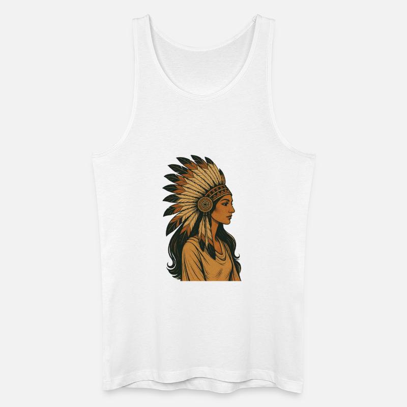 Indigenes Porträt mit Federkrone - Männer Bio Tank Top - Weiß