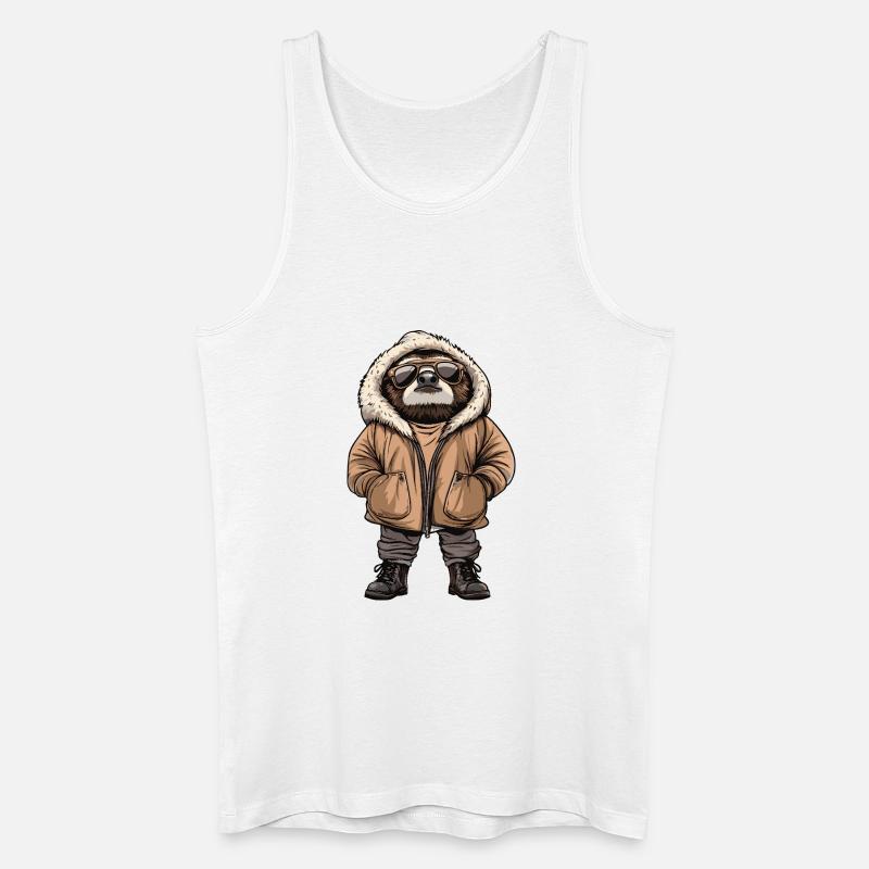 Faultier Cool Winter - Männer Bio Tank Top - Weiß