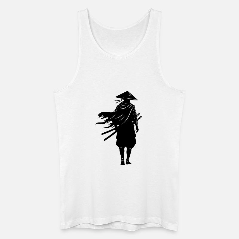 Schatten Krieger Samurai Strohhut - Männer Bio Tank Top - Weiß