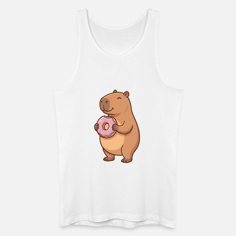 Capybara mit Donut süßes Tiermotiv - Männer Bio Tank Top - Weiß