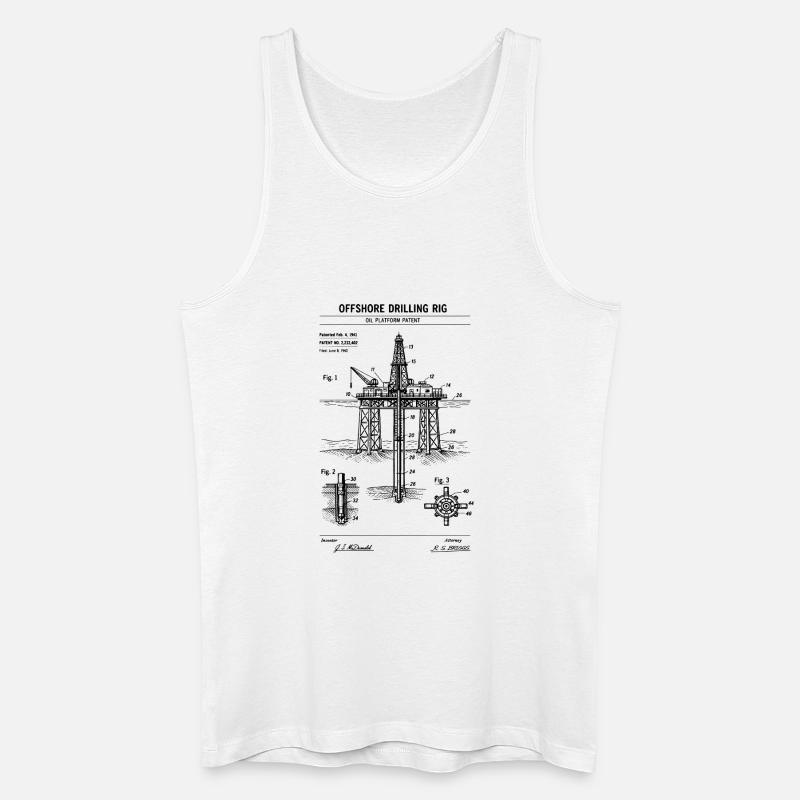 Offshore-Bohrrig-Bauplan T-Shirt - Männer Bio Tank Top - Weiß