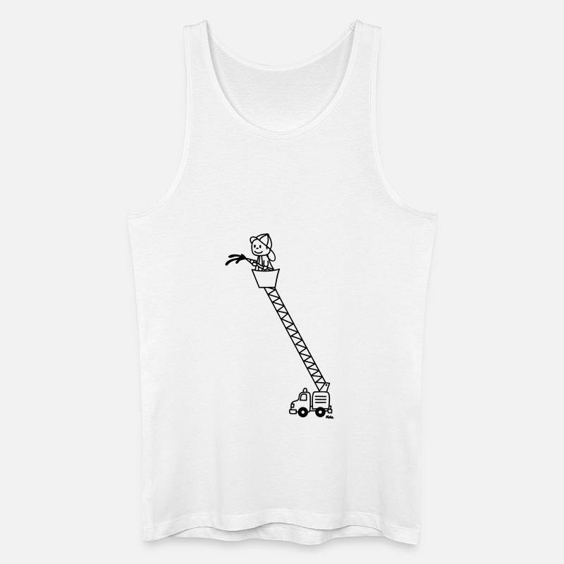 Feuerwehrmann mit Feuerwehrauto - Männer Bio Tank Top - Weiß