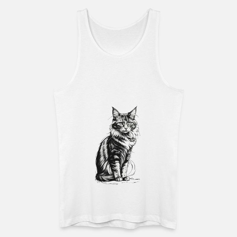 Edle Katze sitzend - Männer Bio Tank Top - Weiß