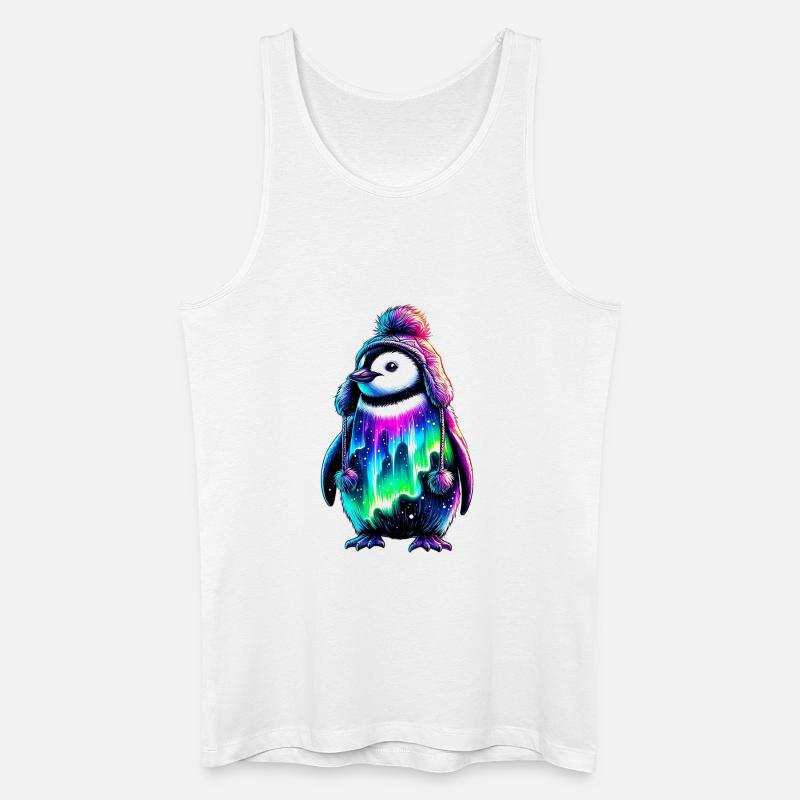 Aurora Borealis Pinguin - Männer Bio Tank Top - Weiß