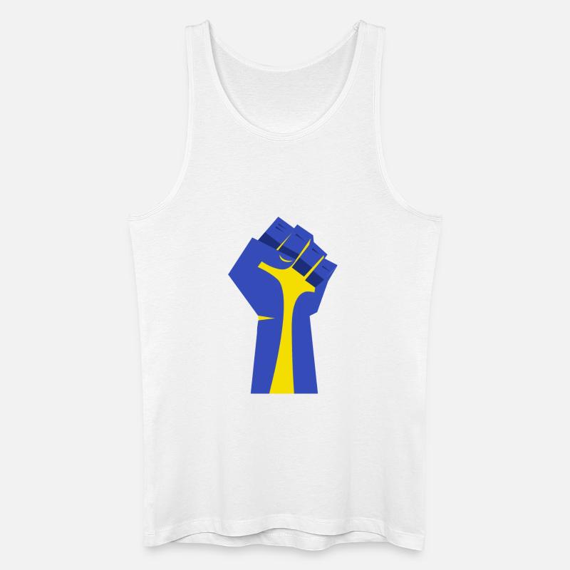 Die erhobene Faust (blau, gelb) - Männer Bio Tank Top - Weiß