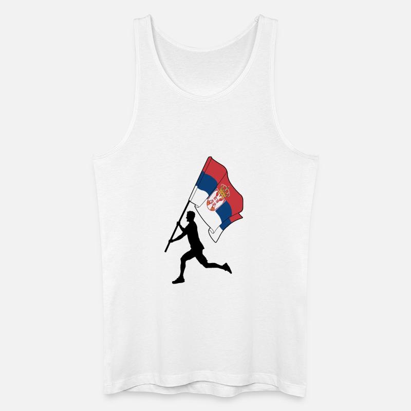 Flagge Serbien Mann läuft - Männer Bio Tank Top - Weiß