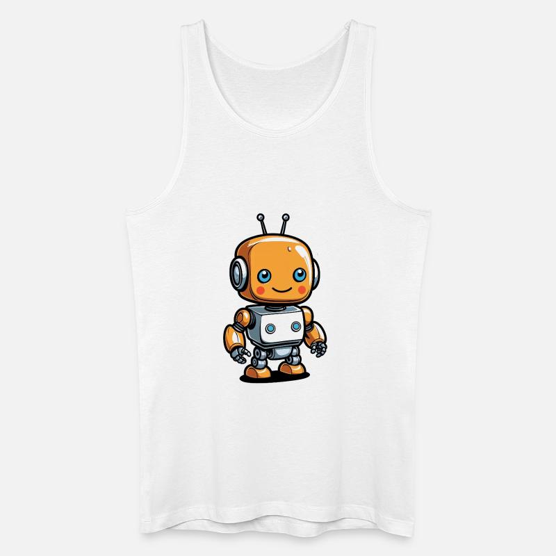 Kawaii Orange Roboter mit Headset - Männer Bio Tank Top - Weiß