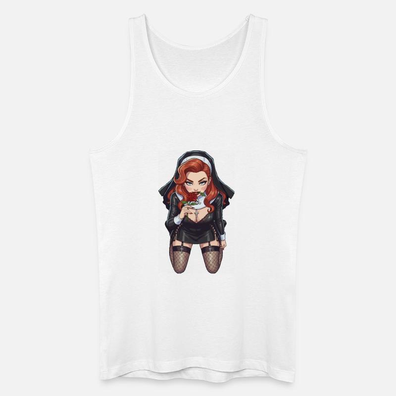 Nonne mit Rose von oben - Männer Bio Tank Top - Weiß