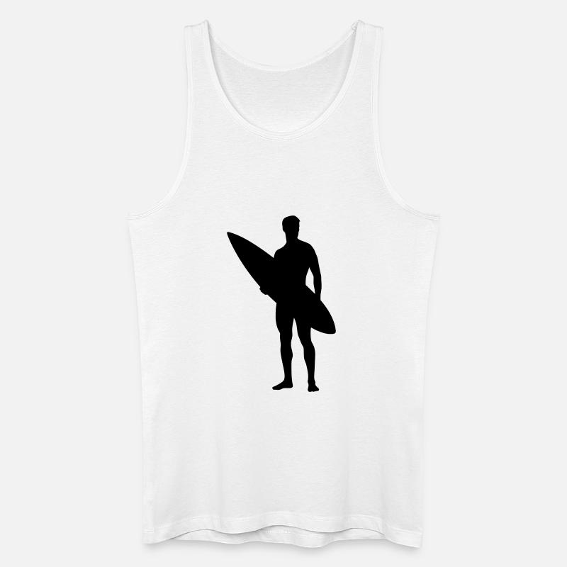 Surfer Silhouette Minimal - Männer Bio Tank Top - Weiß