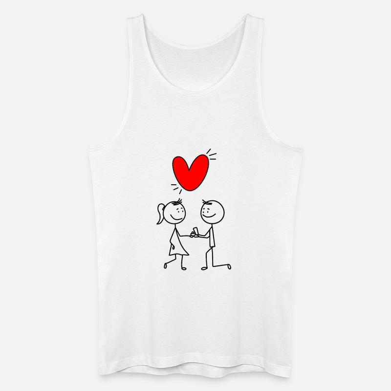 Rotes Herz auf Schwarz - Männer Bio Tank Top - Weiß