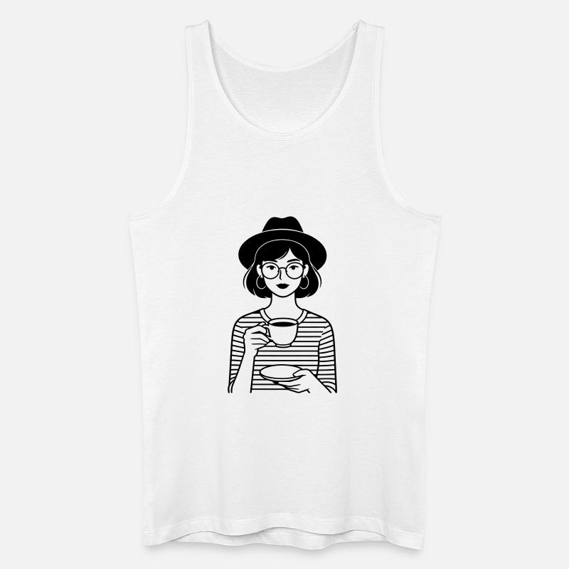 Kaffee-Hip-Mädchen - Männer Bio Tank Top - Weiß