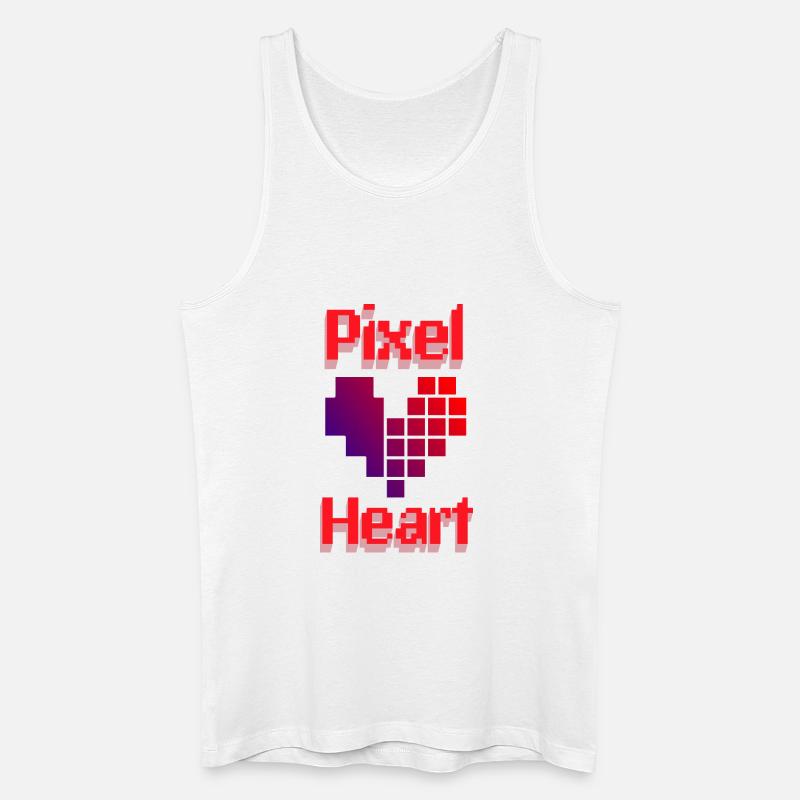 Pixel Retro Love Heart Gradient - Männer Bio Tank Top - Weiß