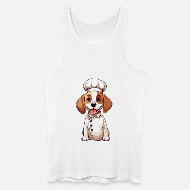 Cute Beagle Chef Comic Design - Men’s Organic Tank Top - white