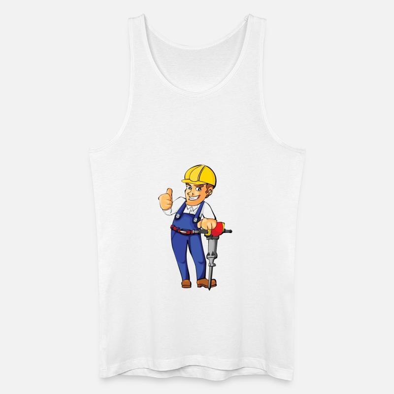 construction worker bauarbeiter strassenbau2 - Männer Bio Tank Top - Weiß