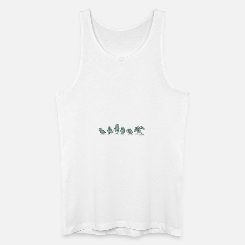 Eulen - Türkis - Männer Bio Tank Top - Weiß