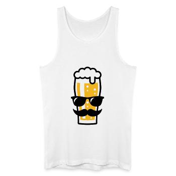 Verre à bière (bière / lunettes de soleil / moustache / 2C) - Débardeur bio Homme - blanc - Devant