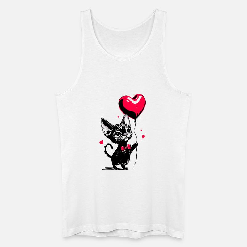 Katze Sphynx Herz Luftballon - Heartful Creatures - Männer Bio Tank Top - Weiß