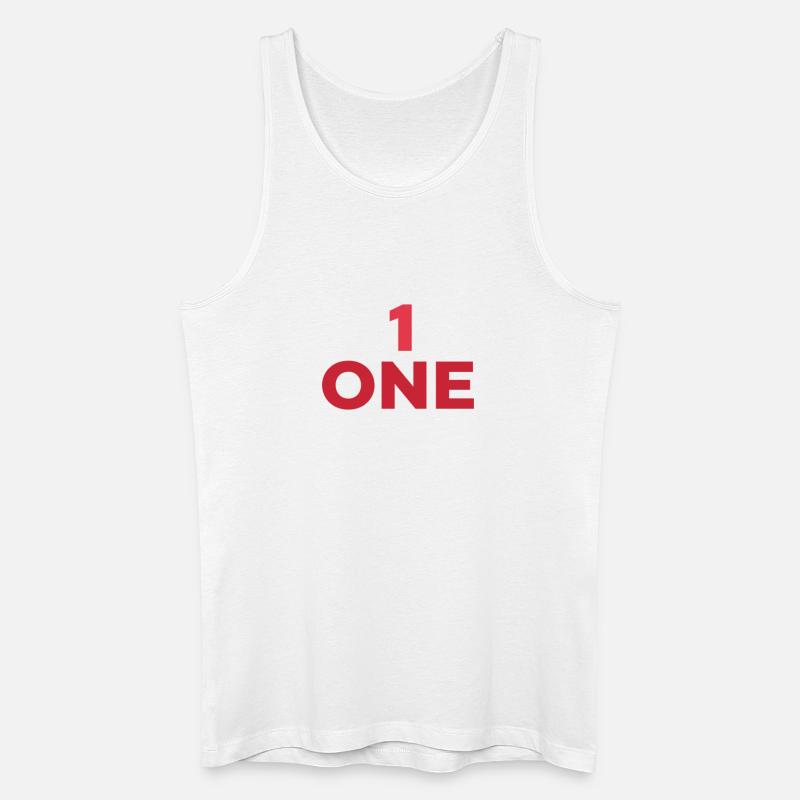 AUSGEWIESENE NUMMER EINS IN ROT - Männer Bio Tank Top - Weiß