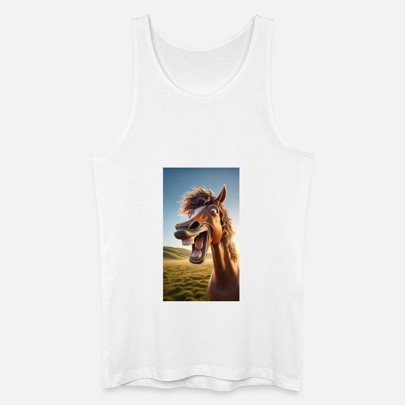 Lachendes Pferd - Männer Bio Tank Top - Weiß