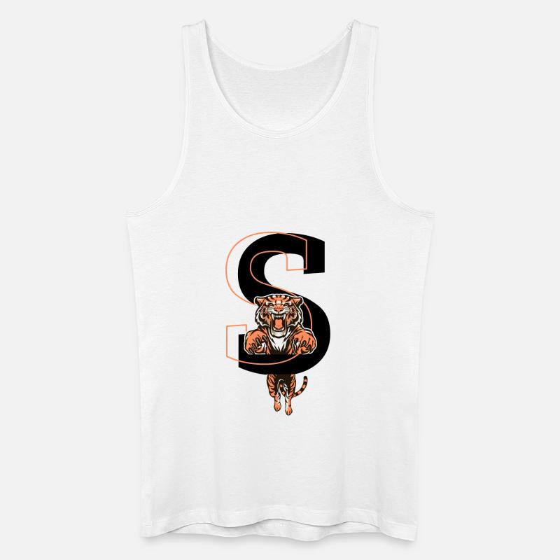 Tiger Buchstaben - Geschenkidee - Männer Bio Tank Top - Weiß