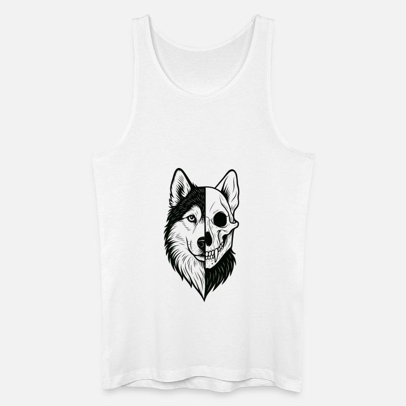 Husky Schädel Wolf - Männer Bio Tank Top - Weiß