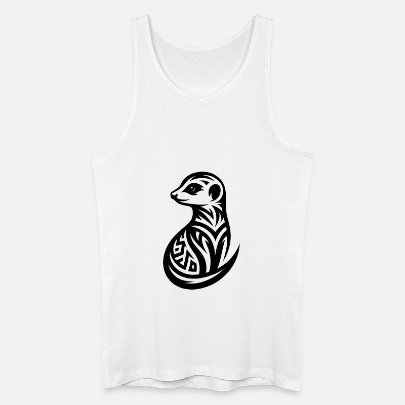 Putziges Erdmännchen im Tattoo Style - Männer Bio Tank Top - Weiß