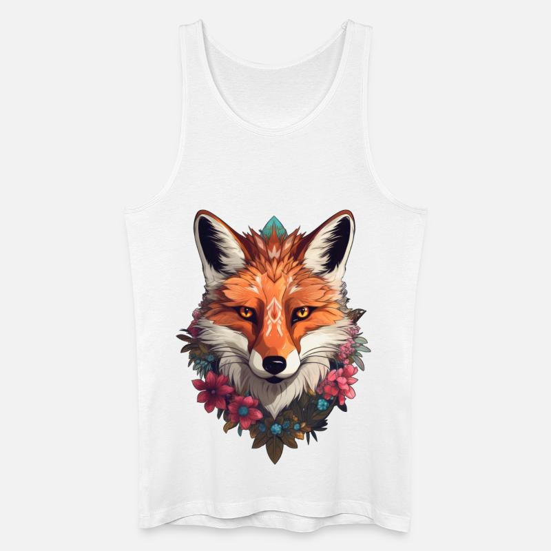 Fuchs mit Blumen - Männer Bio Tank Top - Weiß