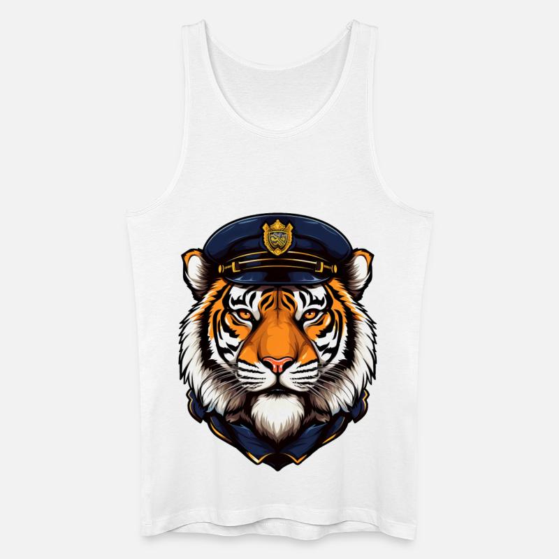 Tiger Polizei - Männer Bio Tank Top - Weiß