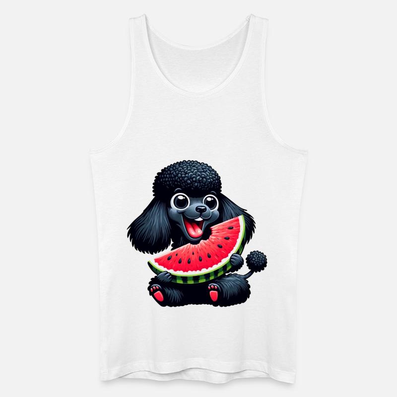 Pudel mit Wassermelone Sommerdesign - Männer Bio Tank Top - Weiß