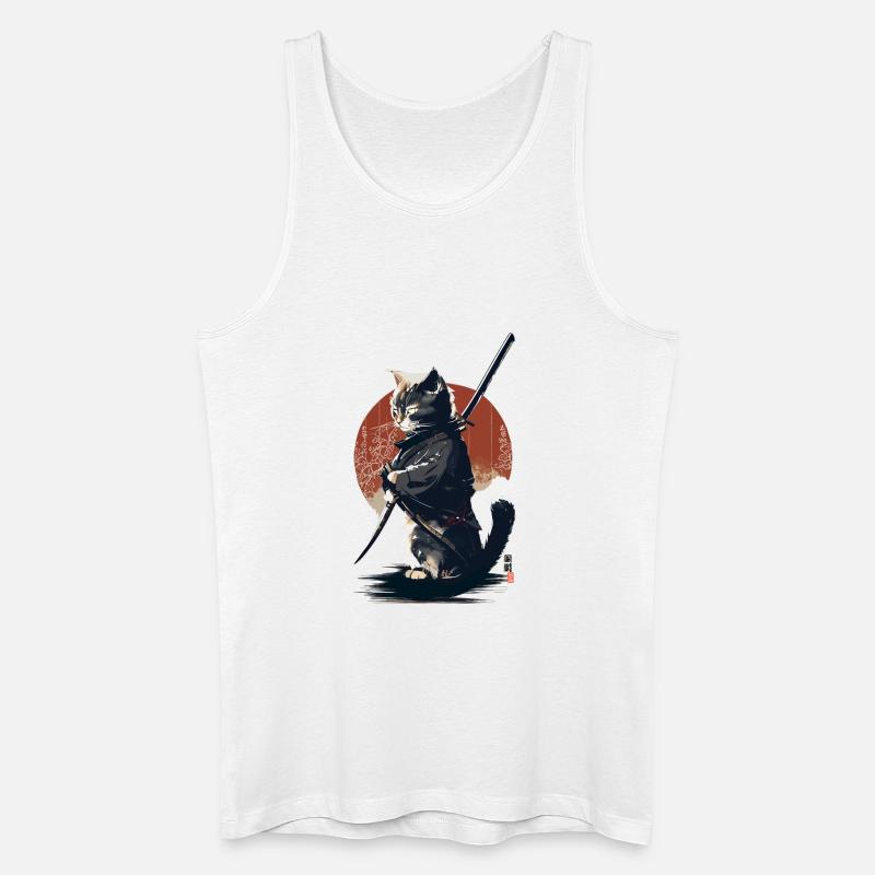 Kawaii Neko Samurai : Katzen-Samurai - Männer Bio Tank Top - Weiß