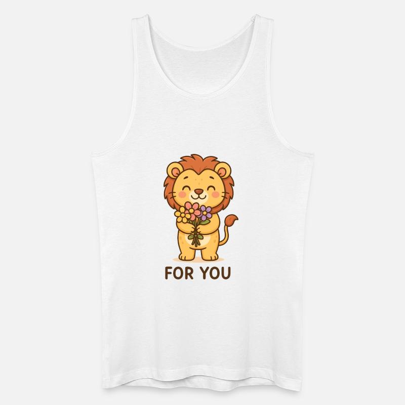 Löwe mit Blumen Gruß - Männer Bio Tank Top - Weiß