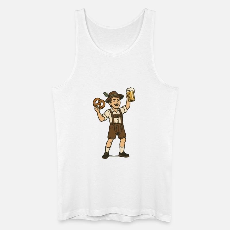 Junger Biertrinker in Lederhosen - Männer Bio Tank Top - Weiß