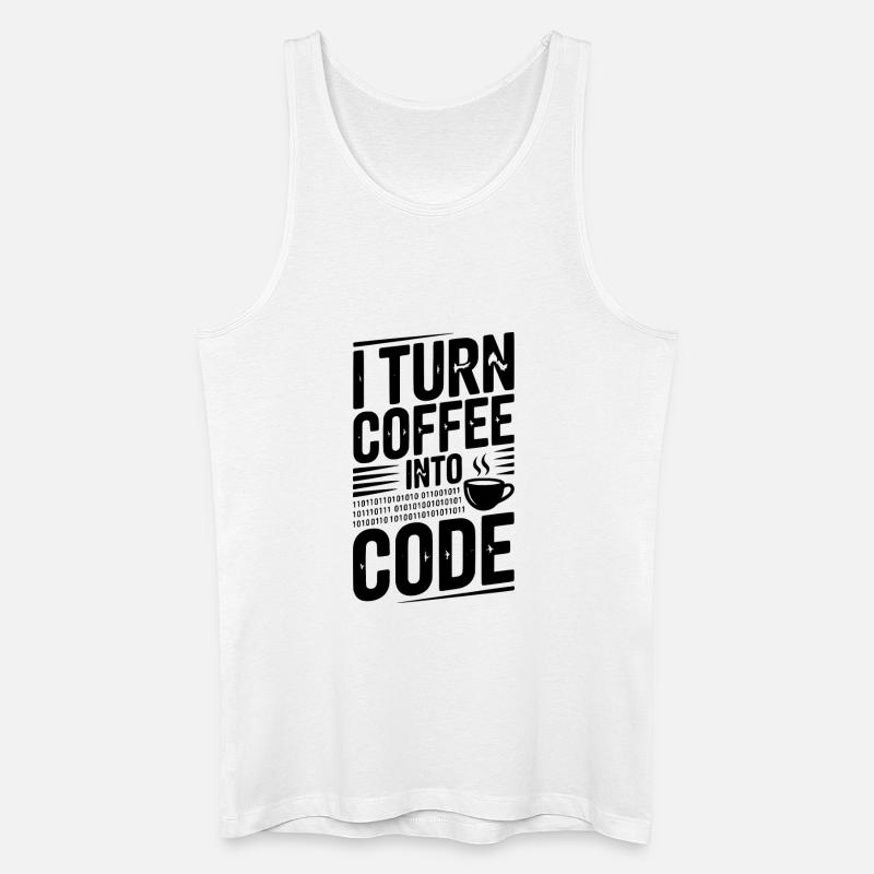 I Turn Coffee Into Code - Men’s Organic Tank Top - white
