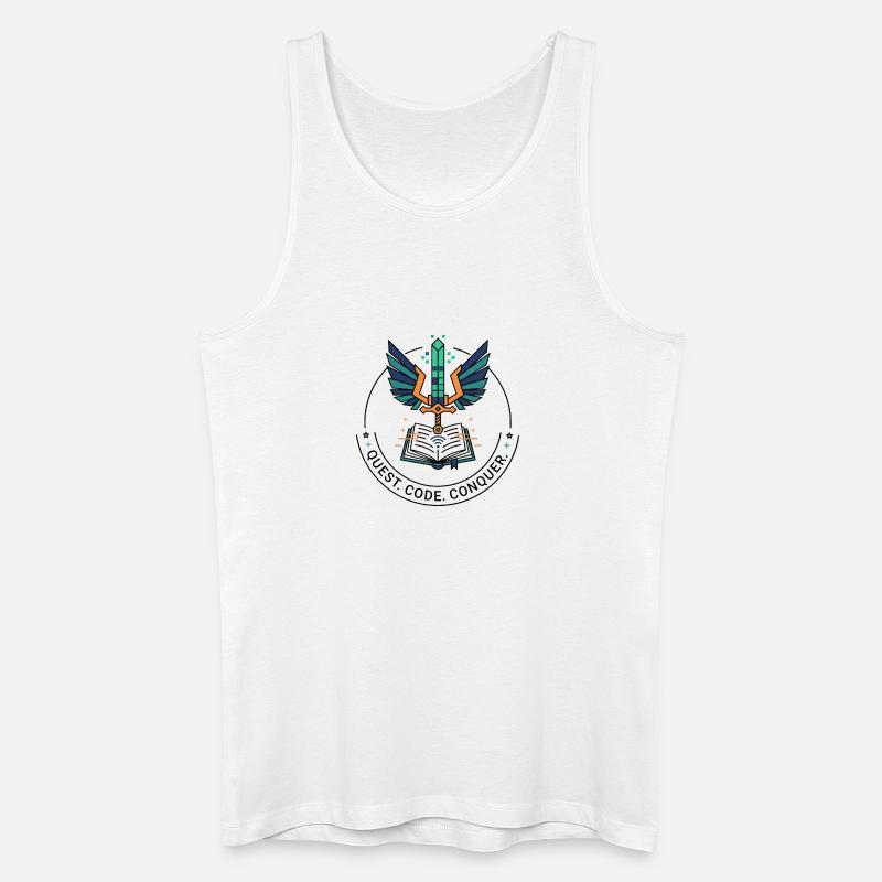 Quest. Code. Conquer Emblem - Männer Bio Tank Top - Weiß