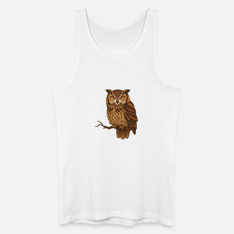 Braune Eule Nachtmotiv - Männer Bio Tank Top - Weiß