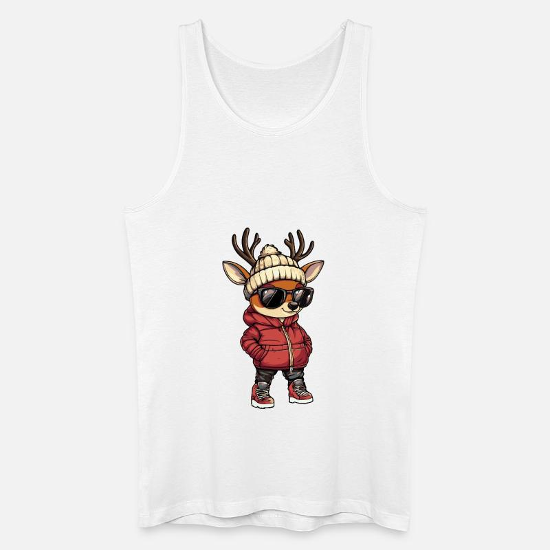 Hirsch Cool Comic - Männer Bio Tank Top - Weiß