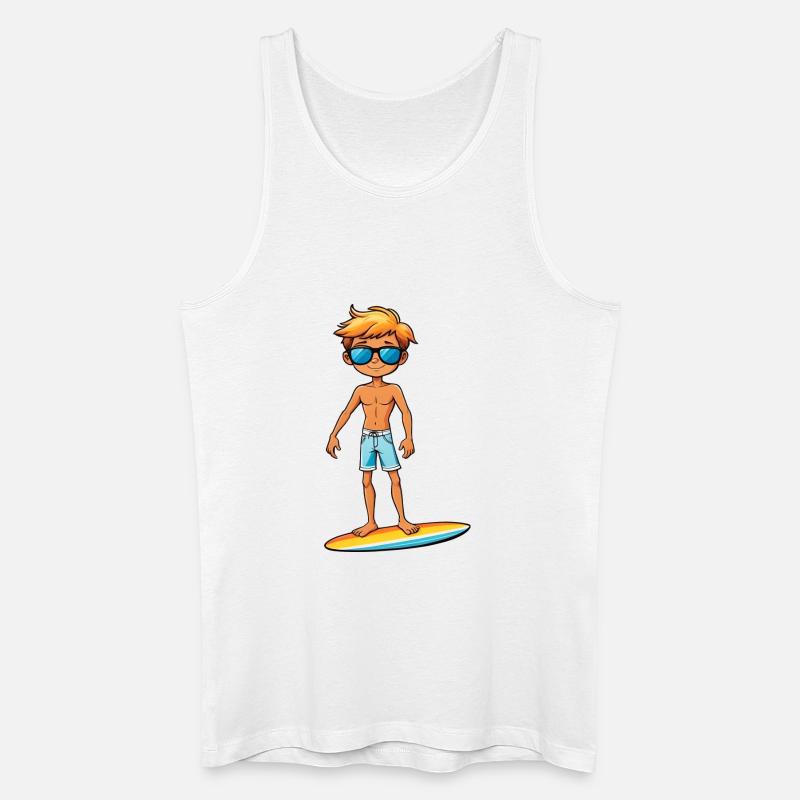 Cooler junger Surfer Dude Boy - Männer Bio Tank Top - Weiß