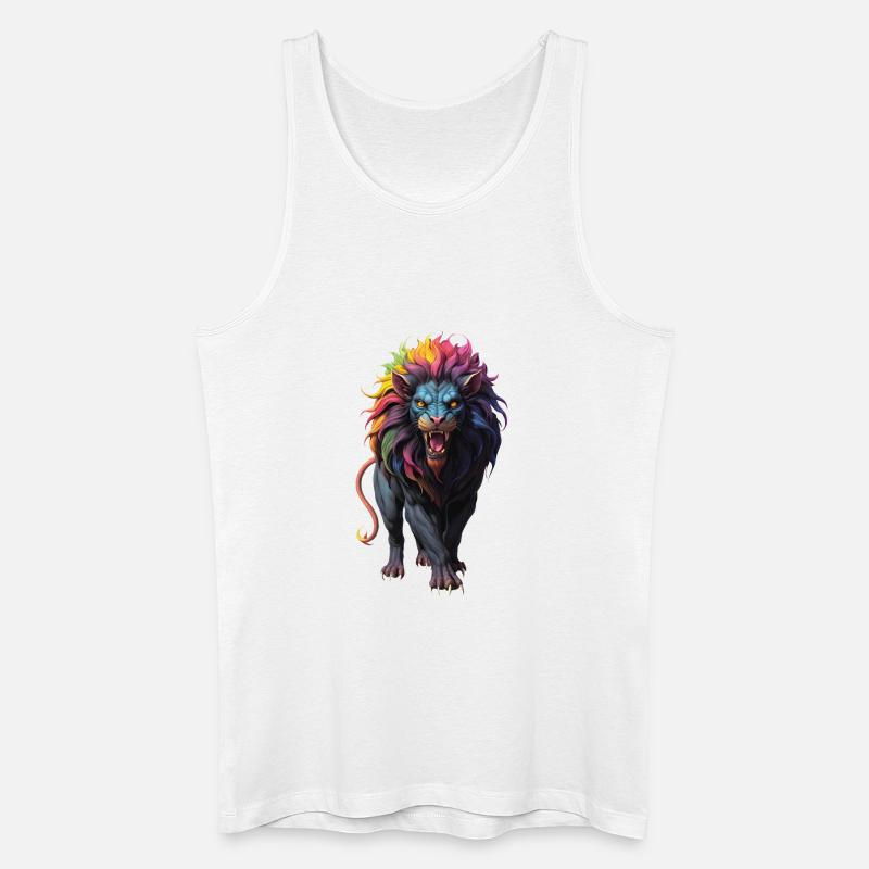 Mehrfarbiger Löwe - Männer Bio Tank Top - Weiß
