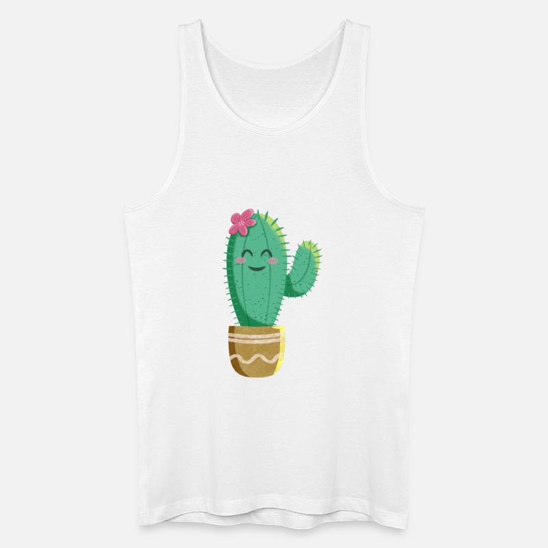 Süßer Kaktus mit Blume - Männer Bio Tank Top - Weiß